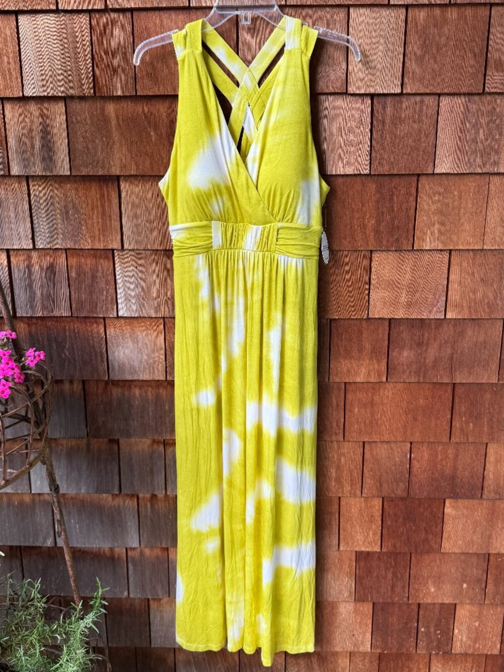 NWT SOMA Soft Jersey Citron Tie Dye Crossback Maxi Bra Dress Women's Medium